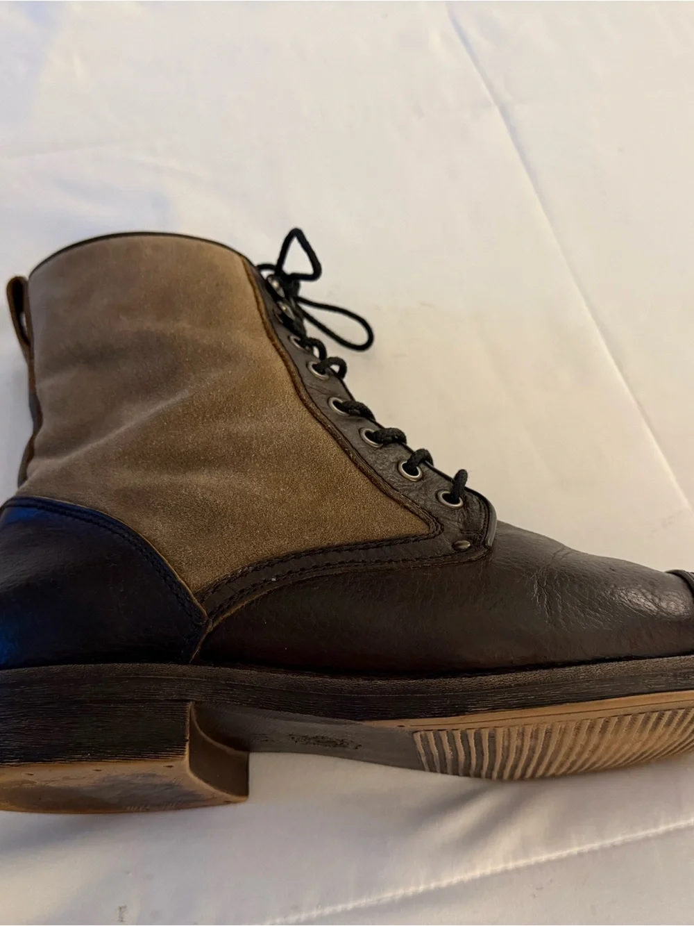 Men's Ashton Grey 2 toned Brown Leather and Lace-Up Boots-Size 12